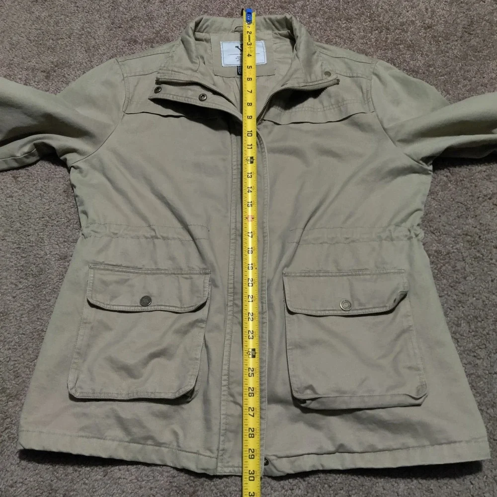 Wenven Women's Tan Cargo‎ Barn Jacket Canvas Coat Parka 100% Cotton Size XL